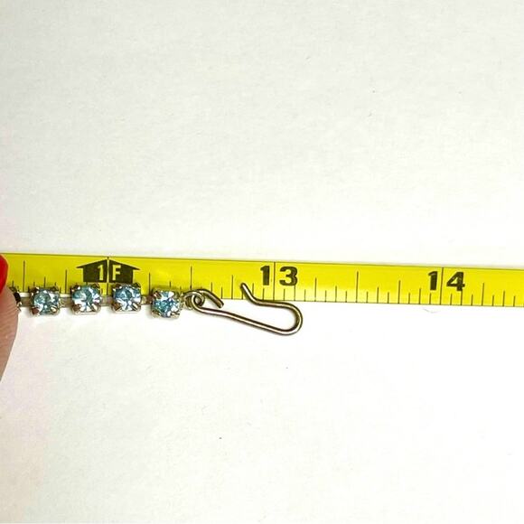 Vintage Necklace Baby Blue Rhinestone 13" Choker Vtg Costume Jewelry M03 - Picture 6 of 7